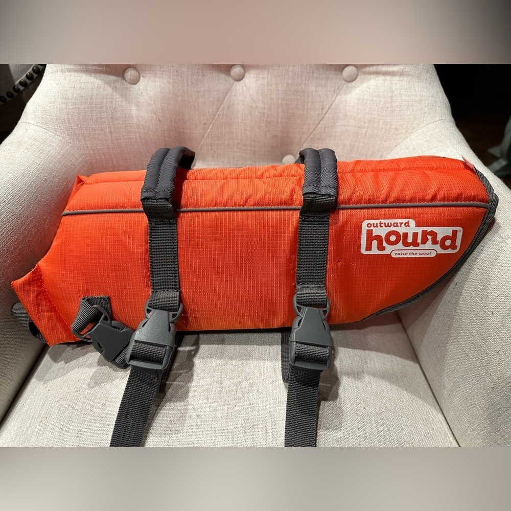 Outward Hound Granby Splash Dog Life Jacket, Orange, Medium Flotation Device EUC